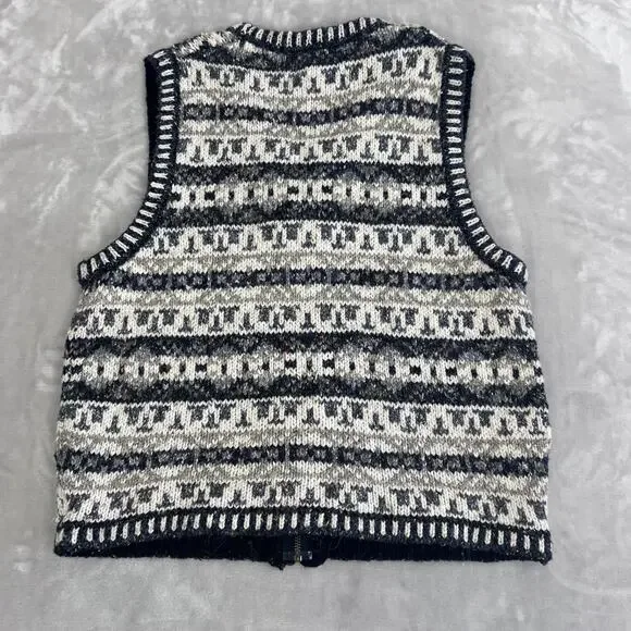 VTG Fair Isle Vest Womens Medium Chunky Knit Cozy Layering Cottagecore Preppy - Picture 6 of 8